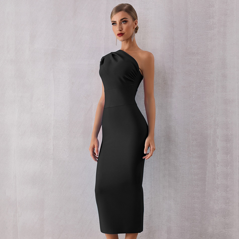 One Shoulder Plain Dress