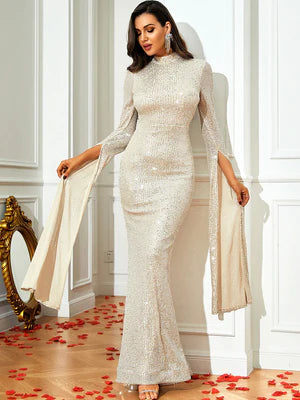 Sasha Silver Sequins Gown