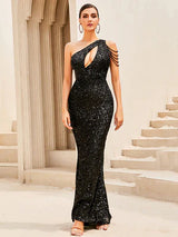 Aniya Black Sequins Gown