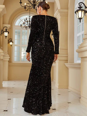 Adriana Black Sequins Gown