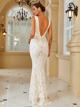 Jasmine Sequins Gown - White