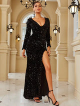 Adriana Black Sequins Gown