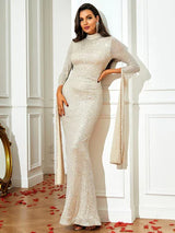 Sasha Silver Sequins Gown