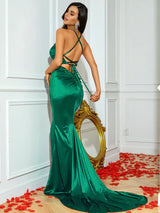 Rhea Green Satin Gown