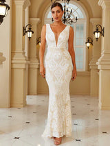 Jasmine Sequins Gown - White