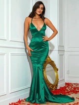 Rhea Green Satin Gown