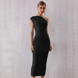 One Shoulder Plain Dress