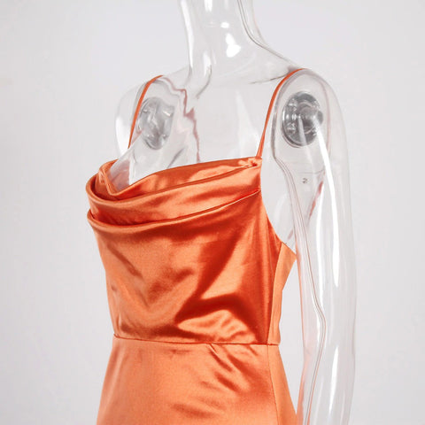 Emerald - Cowl Neck Satin Slip Dress