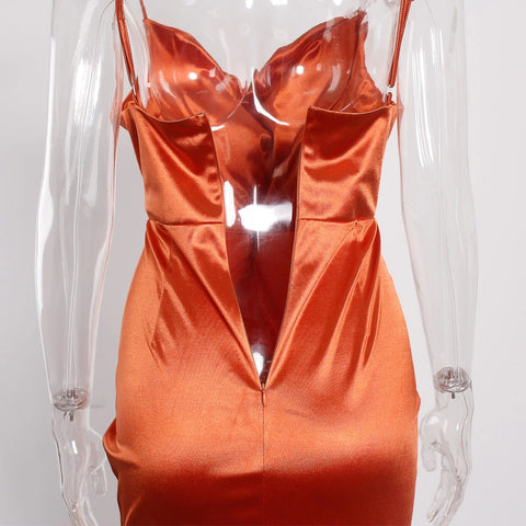 Emerald - Cowl Neck Satin Slip Dress