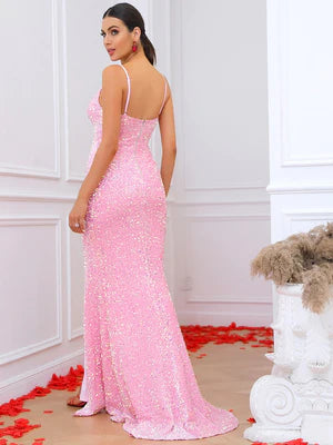 Luna Pink Sequins Gown