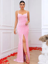 Luna Pink Sequins Gown