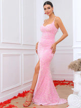 Luna Pink Sequins Gown