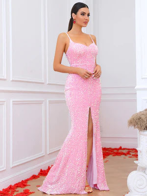 Luna Pink Sequins Gown