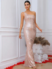 Salma Gold Sequins Gown