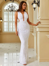 Malana White Sequins Gown