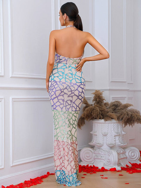 Jane Elastic Sequins Gown